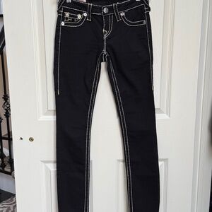 True Religion Low Rise Skinny Black Jeans